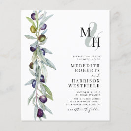 Lámina Invitación a casamiento de ramas de oliva de presu