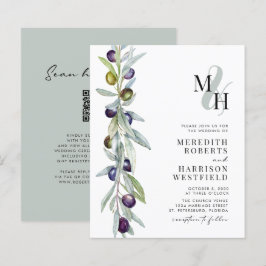 Lámina Invitación a casamiento de ramas de oliva de presu