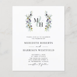 Lámina Invitación a casamiento de ramas de olivo de presu