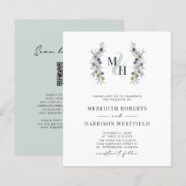 Lámina Invitación a casamiento de ramas de olivo de presu