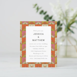 Lámina Invitación a casamiento rosa retro de Groovy Budge