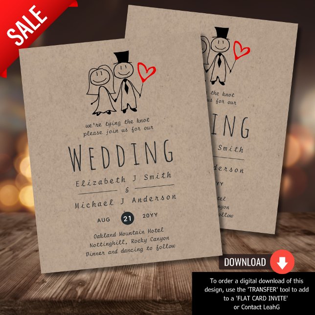 Lámina Invitación a casamiento rústico de novia divertida (Subido por el creador)