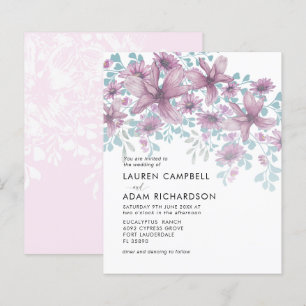 Lámina Invitación a casar color rosa rosa floral con pres
