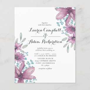 Lámina Invitación a casar color rosa rosa floral con pres