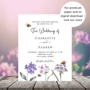 Lámina Invitación a casar con flores silvestres púrpura r
