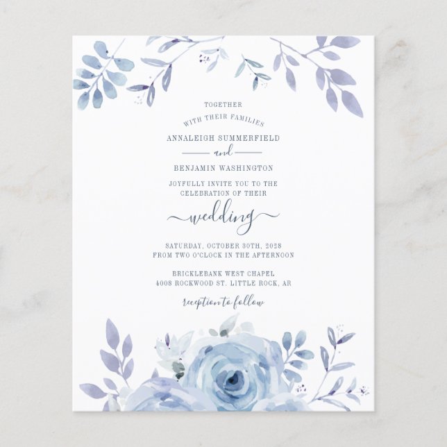Lámina Invitación a casar con guiones florales de presupu (Anverso)