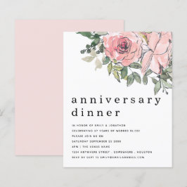 Lámina Invitación a cenar el aniversario floral rosado de