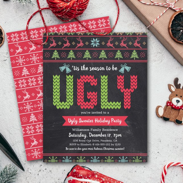 Lámina Invitación a Chalkboard de Navidades de suéter feo (Subido por el creador)