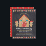 Lámina Invitación a Chalkboard Fiesta de Cocina de Ginger<br><div class="desc">Una bonita y caprichosa casa de jengibre, chica y niño de pan de jengibre, estrellas, corazones y caramelos, junto con una juguetona tipografía de escritura, superponen el oscuro fondo de pizarra gris de carbón vegetal y te ayudan a iniciar la temporada de fiestas de vacaciones. En la parte trasera hay...</div>