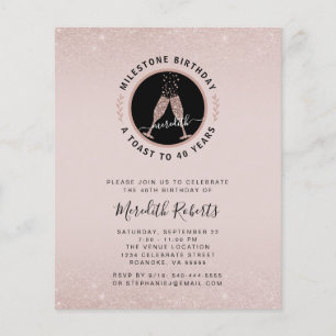 Lámina Invitación a champagne con 40 cumpleaños