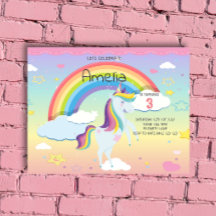 Invitación a Chicas del arcoiris de Unicornio