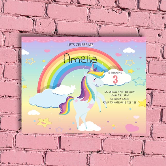 Lámina Invitación a Chicas del arcoiris de Unicornio (Subido por el creador)