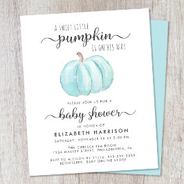 Lámina Invitación a color azul de calabaza de Baby Shower