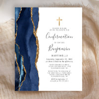 Invitación a confirmación de Agate de Oro Azul de 