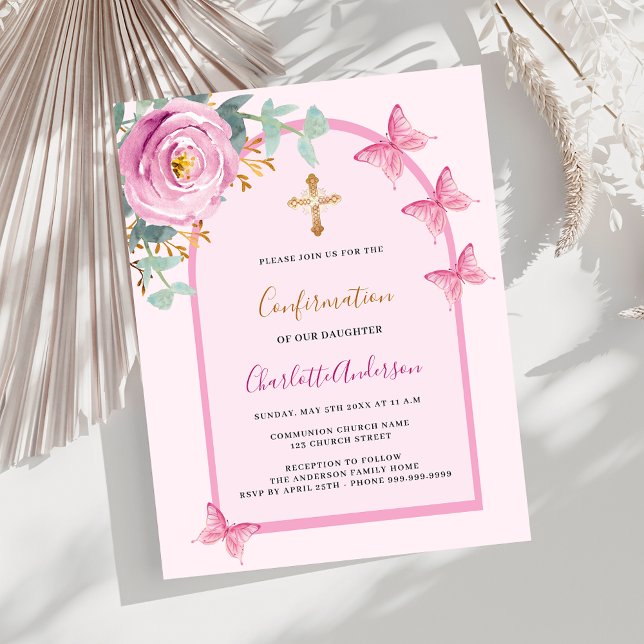 Lámina Invitación a confirmación de arco de mariposas ros (Subido por el creador)