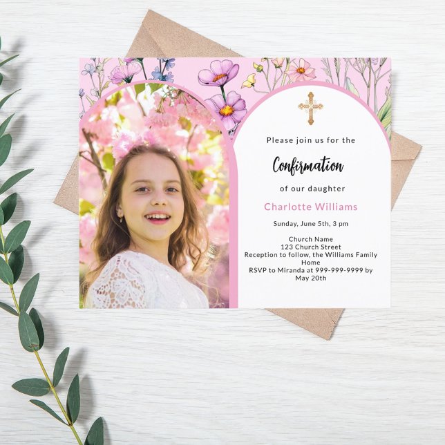 Lámina Invitación a confirmación de florales de arco foto (Subido por el creador)