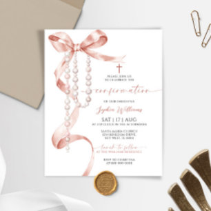 Lámina Invitación a confirmación de Mocha Bow & Rosary