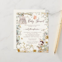 Invitación a crema de Baby Shower Chica de vestir