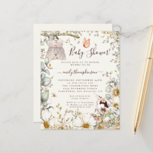 Lámina Invitación a crema de Baby Shower Chica de vestir