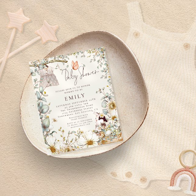 Lámina Invitación a crema de Baby Shower con traje de con (Subido por el creador)