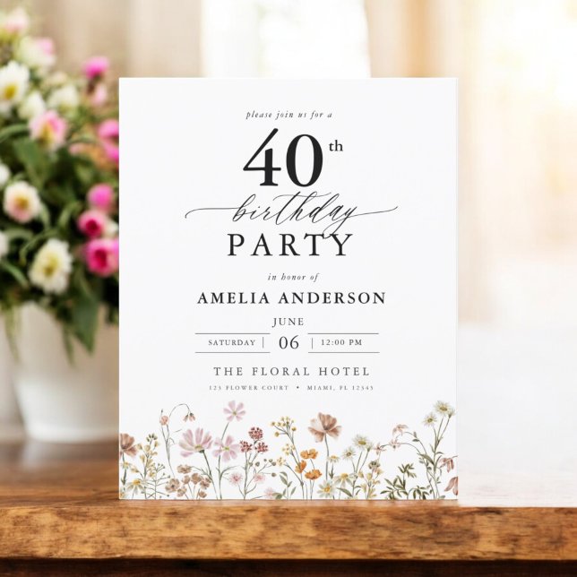 Lámina Invitación a cumpleaños 40 de Budget Garden Wildfl (Subido por el creador)