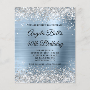 Lámina Invitación a cumpleaños 40 de Budget Silver Pale B
