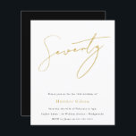 Lámina Invitación a cumpleaños 70 de Black & Gold Script<br><div class="desc">Invitación a cumpleaños 70 de Black & Gold Script Ver artículos coincidentes en Nest Store</div>