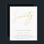 Lámina Invitación a cumpleaños 70 de Black & Gold Script<br><div class="desc">Invitación a cumpleaños 70 de Black & Gold Script Ver artículos coincidentes en Nest Store</div>
