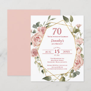 Lámina Invitación a cumpleaños 70 de Budget Pink Floral