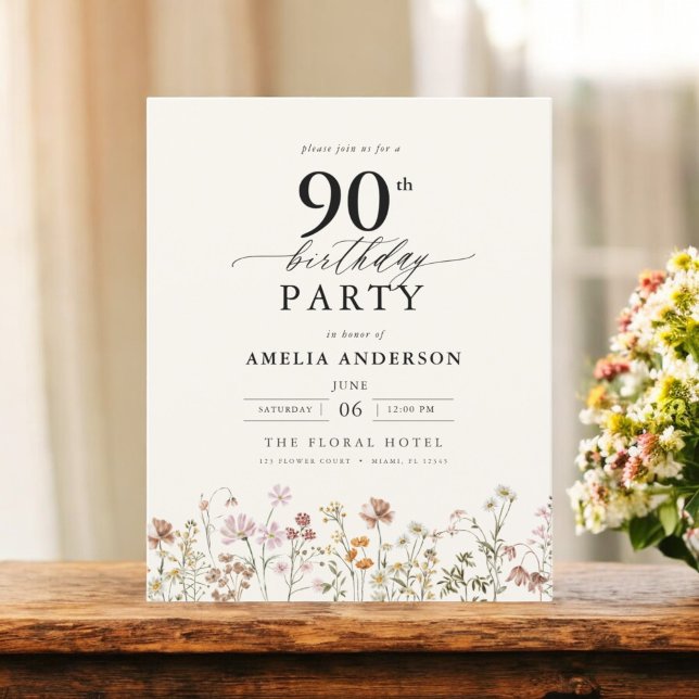 Lámina Invitación a cumpleaños 90 de Budget Garden Floral (Subido por el creador)