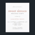 Lámina Invitación a cumpleaños de Rubor simple con presup<br><div class="desc">Texto simple presupuesto Invitación a fiesta de cumpleaños de Rubor Sweet 16. Una alternativa de valor por dinero menor de 4, 5 x 5, 6 pulgadas en defecto de la opción semi brillo que se recomienda para las invitaciones y es un grosor similar al de una postal. La opción de...</div>