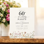 Lámina Invitación a cumpleaños número 60 de Budget Wildfl<br><div class="desc">Celebre con estilo con una invitación al cumpleaños número 60 de la caligrafía floral del jardín, perfecta para un evento de hitos. Con vibrantes diseños florales y elegantes caligrafías, esta invitación le da un toque original y sofisticado a su celebración. El exuberante tema del jardín combina la belleza natural con...</div>