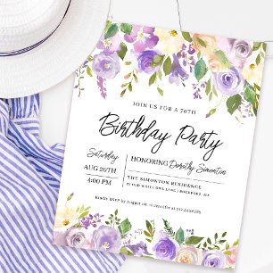 Lámina Invitación a cumpleaños número 70 de Budget Purple