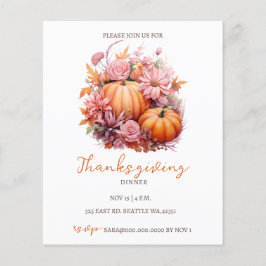 Lámina Invitación a dar gracias a las calabazas de otoño 