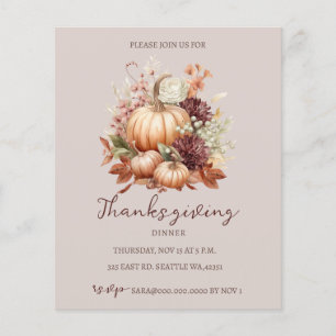 Lámina Invitación a dar gracias a las calabazas florales