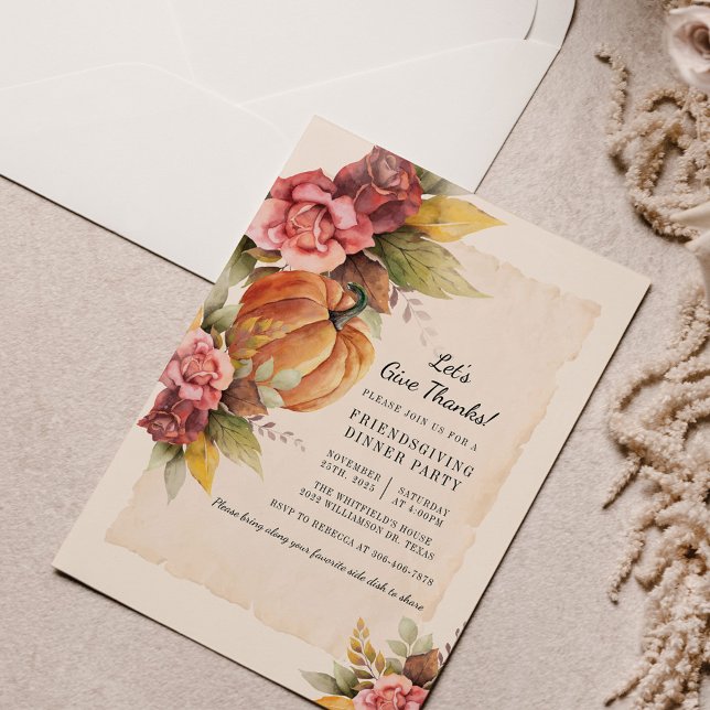 Lámina Invitación a dar vida a calabazas botánicas (Friendsgiving Fall Thanksgiving Invitation)