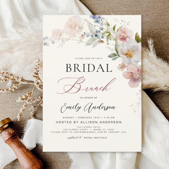 Lámina Invitación a ducha Boho Wildflower Bridal Brunch (Subido por el creador)