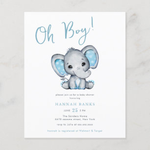 Lámina Invitación a ducha de bebé de Elefante Azul de pre