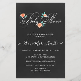 Lámina Invitación a ducha de bebé neutra de género floral