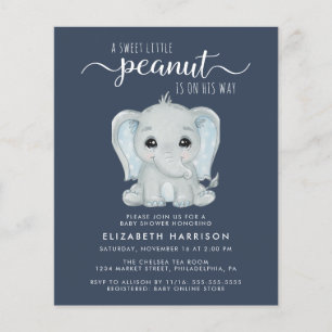 Lámina Invitación a ducha de elefante azul lindo bebé