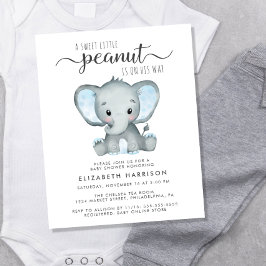 Lámina Invitación a ducha de Elephant Blue Baby Boy