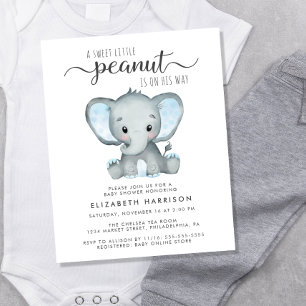Lámina Invitación a ducha de Elephant Blue Baby Boy