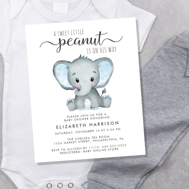 Lámina Invitación a ducha de Elephant Blue Baby Boy (Have the best of both worlds -an adorable baby shower invitation at an affordable price!)