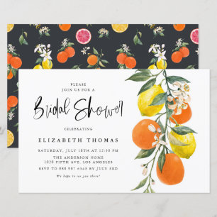 Lámina Invitación a ducha de naranja y limón