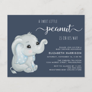 Lámina Invitación a ducha de niño pequeño elefante lindo