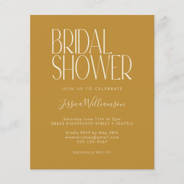 Lámina Invitación a ducha de novia amarilla Retro de pres (Anverso)