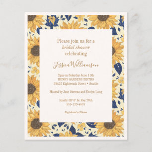 Lámina Invitación a ducha de novia azul amarillo girasol 