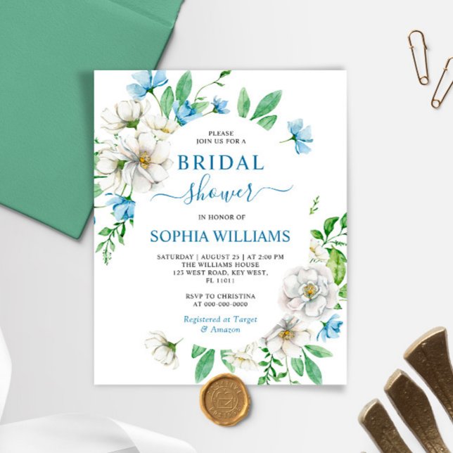 Lámina Invitación a ducha de novia azul y blanca (Subido por el creador)