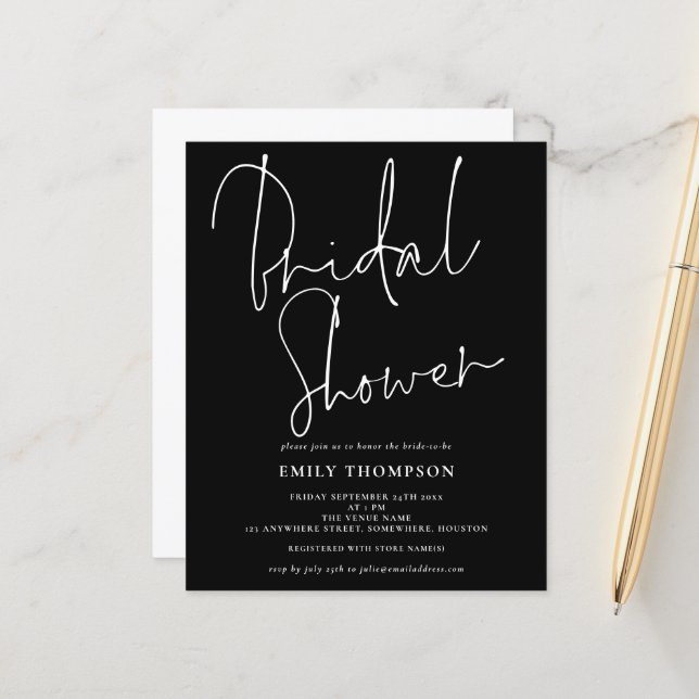 Lámina Invitación a ducha de novia blanca con guión bajo (Anverso/Reverso In Situ)