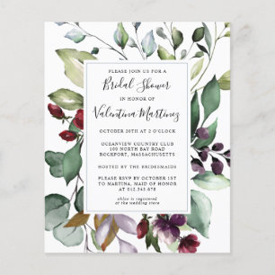 Lámina Invitación a ducha de novia botánica